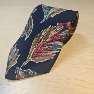 Viaggio VTG Silk Tie Navy Blue Abstract Brushstroke Painterly Pattern Necktie